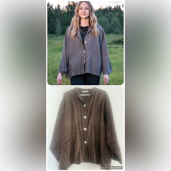bryn walker Danuta linen duster jacket oversized lagenlook size medium - Picture 1 of 6